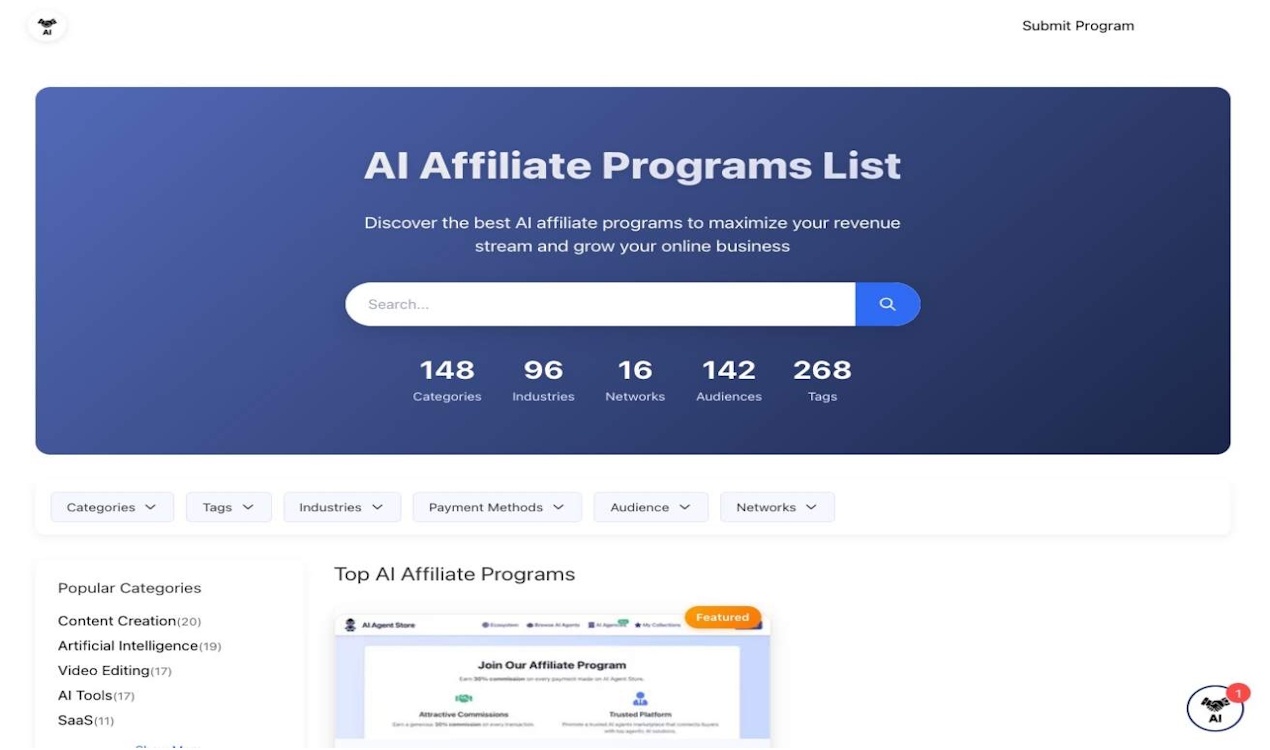 AI Affiliate Programs screenshot and logo